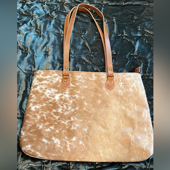 Genuine leather hair on hide tote bag by Ranch Junkie - Picture 2 of 8